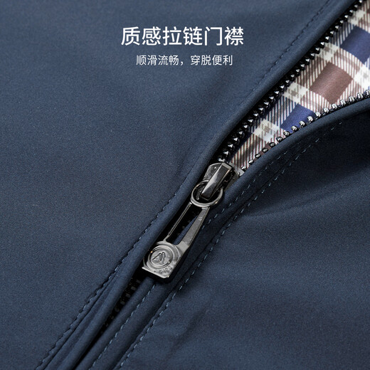 Shanshan three-proof fabric jacket men's spring and autumn business casual smooth anti-wrinkle stand-up collar top windproof warm jacket dark blue L 175/92A