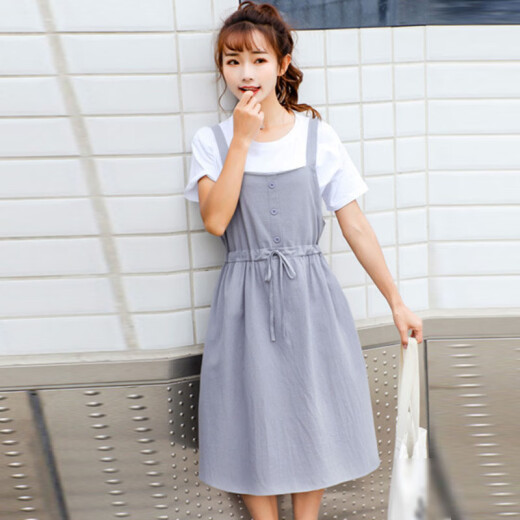 JOYOFJOY Summer Women's Suspender Skirt Girls Junior High and High School Students Korean Style Small Fresh Mori Suspender Dress Female JWQZ204173 Gray M