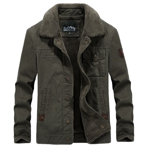 JEEP SPIRIT Cotton Velvet Jacket Men's 2025 Winter Lamb Velvet Cotton Clothes Men's Work Jacket Army Green 3166-Autumn and Winter Plus Velvet 3XL