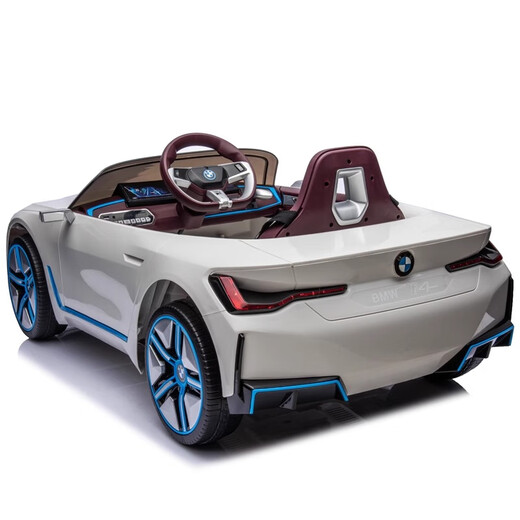 Berejia children's remote control car can sit on BMW children's electric car four-wheel drive men's and women's toy car baby stroller exclusive version white four-wheel drive + swing + leather seat + early education