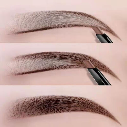 Double-ended eyebrow pencil is waterproof and sweat-proof, long-lasting and not easy to smudge. Beginner's eyebrow brush provides three-dimensional coloring for cosmetics. Double-ended eyebrow pencil-Light Coffee 3-pack