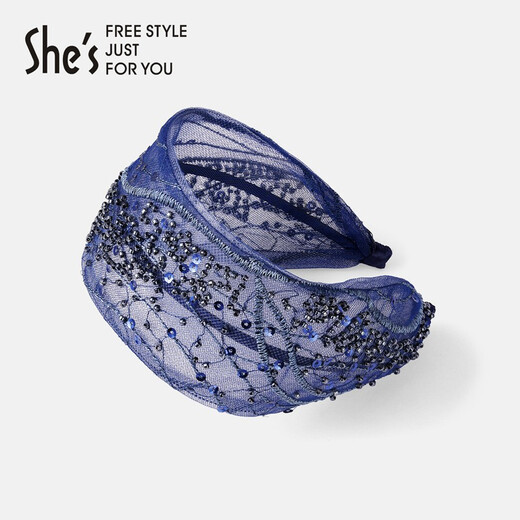 She s Akiko Kiriye Floating Light Original Mesh Wide Headband Versatile Hair Pressing Headband Hairpin Headband Birthday Gift for Girlfriend Navy Blue C0