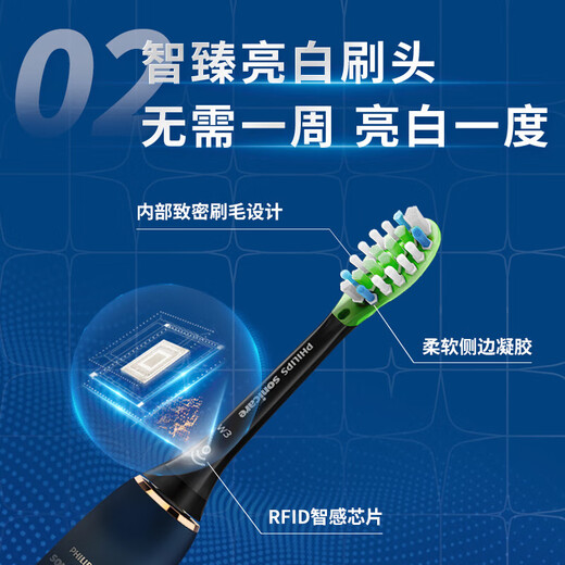 飞利浦（PHILIPS） 【肖战推荐】电动牙刷声波震动钻石升级款 生日礼物送男友/女友  1支刷头 钻石9系 水手蓝 HX9911