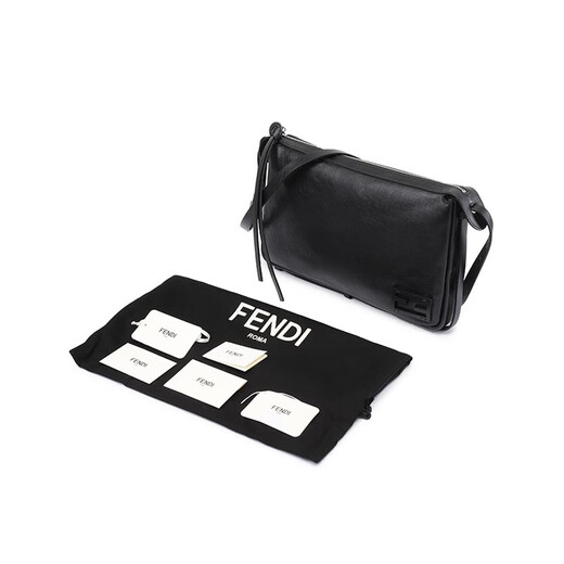 Fendi (FENDI) New Product Women's Simply Series Cowhide Medium Shoulder Crossbody Bag Women's Bag Gift 8BR829 AS7A F1QD0 Black FF Decoration