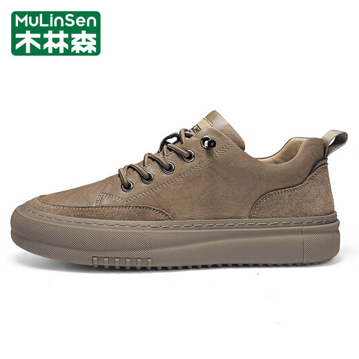 Mulinsen (Mulinsen) Brand Herrenschuhe 2025 Frühlings- und Sommer-Retro-Sportschuhe Non-Slip- und Anti-Out-Outdoor-Arbeitsschuhe Casual Schuhe Männer Khaki (Markenschuhe) 40