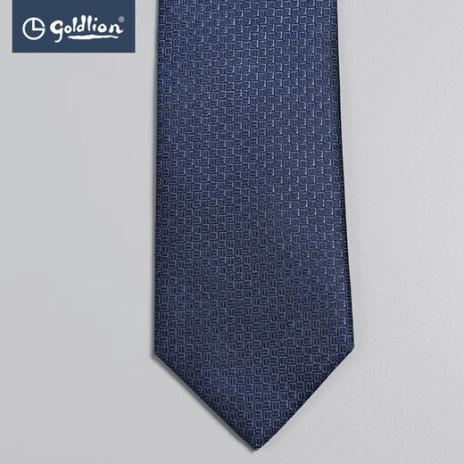 Goldlion Men's Mulberry Silk Geometric Pattern Tie Men's Business Casual Silk Tie Handmade Sapphire Blue-85