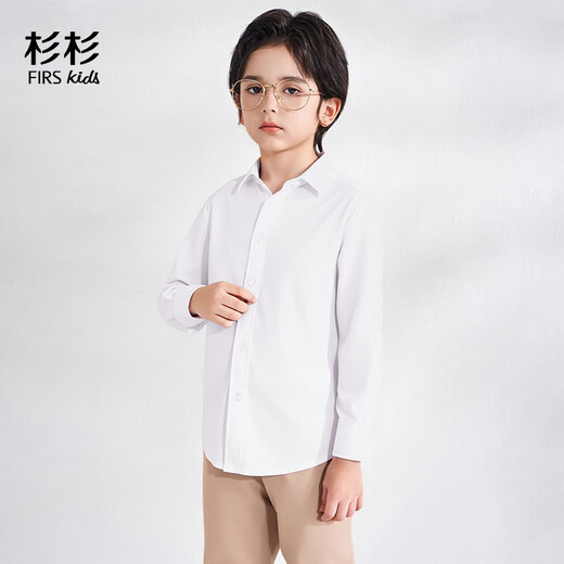 Shanshan boys' shirts long-sleeved children's white shirts for girls autumn and winter primary school uniforms performance clothes white 120