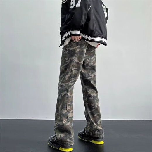 
7 high-quality jeans spring and autumn style camouflage American high street vibe workwear trendy brand hiphop slim fit straight DFFS-671 camouflage M