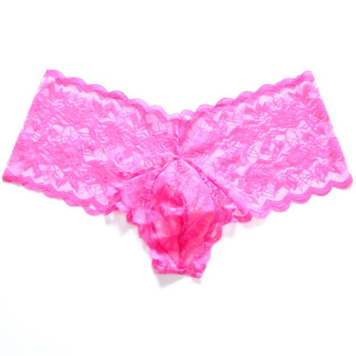 Ji Yafu men's sexy boxer briefs thong men's lace half-cover hip transparent low-waist tight mesh underwear black XL size (suitable for 2 feet 42 feet 7 waist)