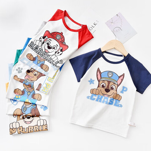 Детская футболка PAW PATROL летняя футболка с короткими рукавами для мальчиков, контрастные цвета, топы для мальчиков и девочек, рубашки для малышей 2-3 лет PA1105 с короткими рукавами 100 (рост 85-95см) 100 рекомендуемый рост 85-95см (2-3 года)