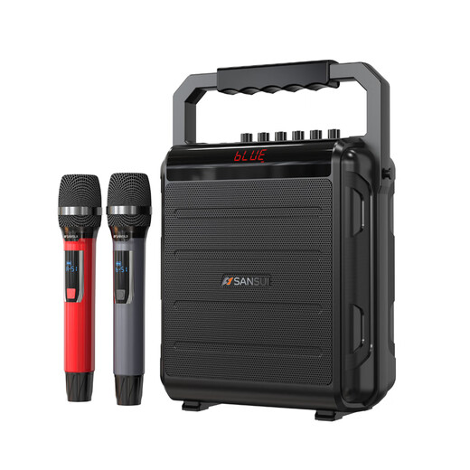 SANSUI Portable portable karaoke audio mobile belt outdoor high-power integrated KTV square dance audio small live broadcast speaker karaoke double wireless microphone stereo sound effect + dual microphone + sound card sound effect