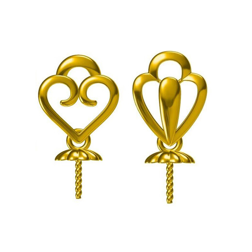 Quality pendant buckle head 18k gold 18K gold pearl empty support thickened heart-shaped drop-shaped custom necklace pendant 18K gold E001