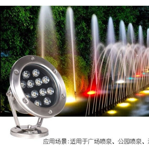 LED underwater light 3w6w9w12w18w pool underwater light fish pond landscape light fountain light waterproof colorful spotlight 9 watt white light