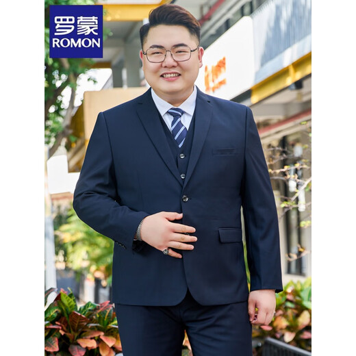 ROMON high-end large size suit men's suit plus fat plus fat business formal suit jacket wedding dress casual large size black (single suit top) 185/XXL weight 150-170Jin Jin is equal to 0.5 kg