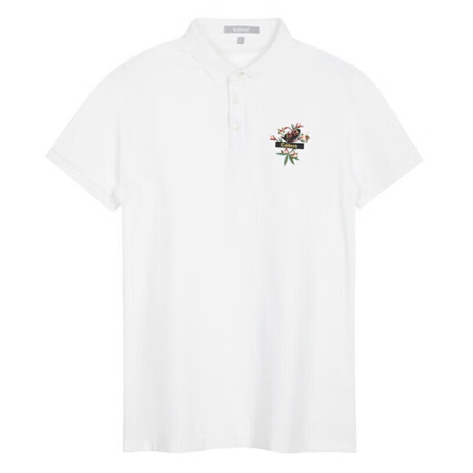 Cabin men's short-sleeved POLO shirt spring and summer floral embroidery simple casual slim trend C bleached color L
