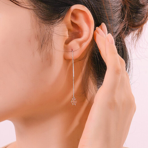 Yuanshengfu's new PT950 high-quality fashion snowflake platinum ear wire platinum earrings 1.46 g