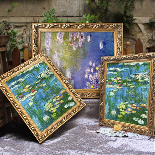Linger Impression Monet Landscape Decoration Painting Living Room Dining European Modern Simple European Entrance Aisle Corridor Hanging Paintings Water Lily Vertical G673 Bottle Flowers Installed Frame 80X120 cm