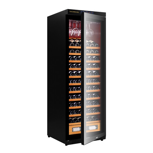 Meijing(raching) W380A-MC Constant Temperature Solid Wood WIFI Smart Air-cooled Red Wine Cabinet Solid Wood Wine Cabinet with Cup Rack Starry Sky Black