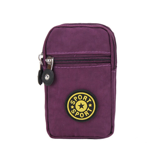 Ziwu Qiantuzun three-layer waterproof wrist arm bag multi-functional mobile phone coin purse children and the elderly hanging neck mobile phone bag dark purple