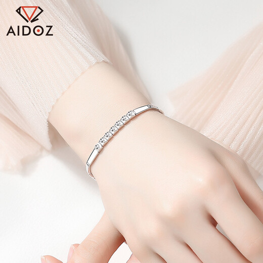 Aido Diamond pt950 platinum bracelet for women, fashionable platinum shiny bamboo flower bracelet gift for girlfriend, weight 4.4-4.6g, length 17+2cm