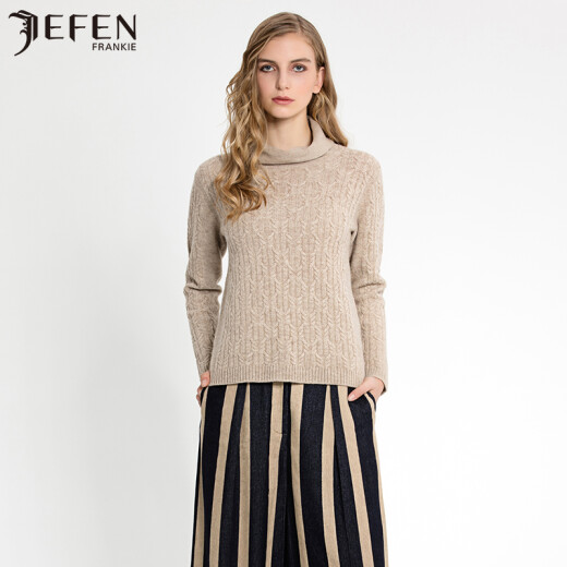 JEFEN/Giffen new turtleneck wool knitted twist sweater pullover bottoming shirt 2T camel M