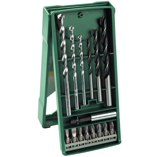 BOSCH博世15支钻头套装+可换头螺丝刀手动工具16件套 圆柄钻头混合套装