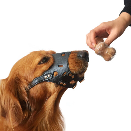 Hanhan Paradise pet dog muzzle for small, medium and large dogs, anti-dog bite, anti-barking, anti-eating safety muzzle, mask supplies, leather S