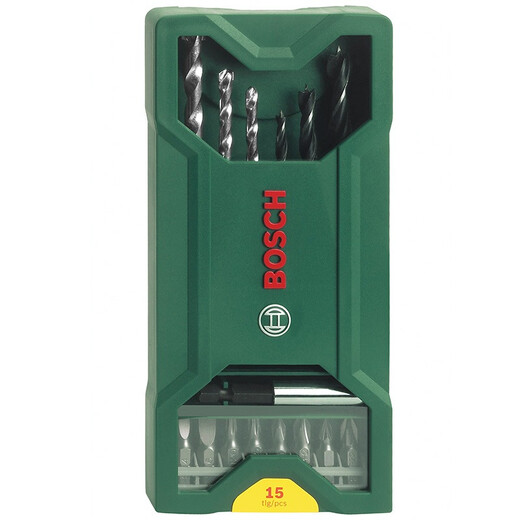 BOSCH博世15支钻头套装+可换头螺丝刀手动工具16件套 圆柄钻头混合套装