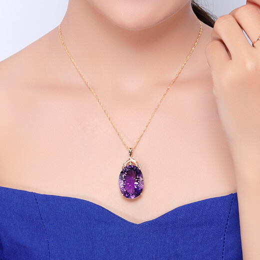 OUCERNY Ametrine Pendant 18K Gold Inlaid with Diamond Crystal Pendant Millennium Cut Ametrine Pendant for Women Comes with 925 Silver Necklace