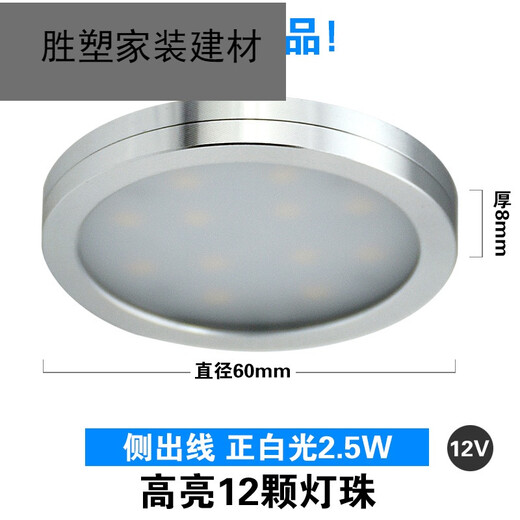 Ultradünne LED-Schrankleuchte, 12 V, freiliegender Vitrinenstrahler, Decke, Kleiderschrank, Bücherregal, Weinschrank, Innenboden, Küchenleuchte, energiesparendes Downlight, seitlicher Ausgang, 12 V, weißes Licht, 2,5 W