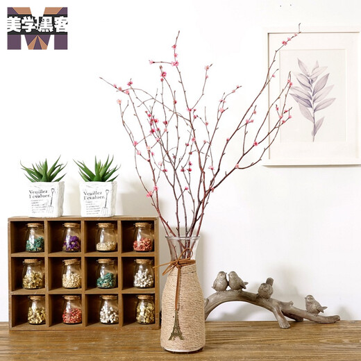 Aesthetic hacker, dried plum blossoms, real flowers in vase, fake plum blossoms, dried flower branches, decorative small dead branches, dried flowers, Zen style, pink, branches about 60 cm long