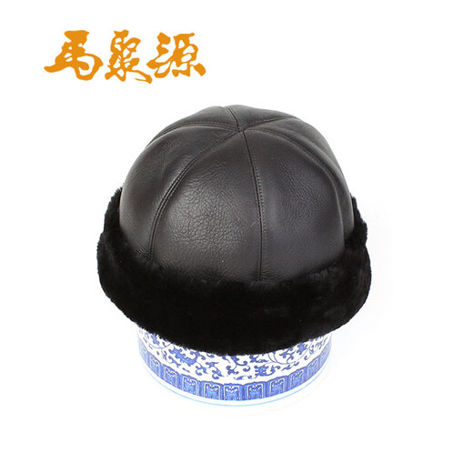Ma Juyuan Men's Winter Landlord Hat Middle-aged and Elderly Fur Hat New Sheepskin Plus Velvet A Fur Six and a Half Hat A Fur Six and a Half Black 61cm