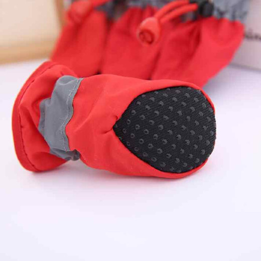 Hanhan Paradise pet out walking dog shoes dog clothes non-slip wear-resistant waterproof shoes dog rain boots Teddy Bichon small dog soft sole wear-resistant boots dog shoes dog foot covers red No. 3