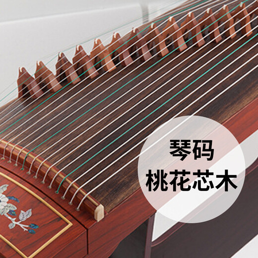 Qibaoju, coquille de sculpture de qualité Test Guzheng, imitation Enseignement en acajou, style jaune Style Guzheng Instrument d'orchestre ethnique, chant des oiseaux, Fleurs Pergrance