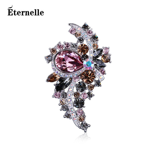 Eternelle French eternal Austrian crystal brooch feminine corsage autumn and winter accessories dual-use sweater chain pendant gray