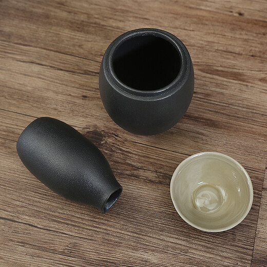 Qixinbian Wine Warmer Antique Wine Warmer Japanese Wine Glass Wine Pot Hot Wine Pot Ceramic Household Wine Boiler White Wine Sake Yellow Wine Black Pottery Wine Warmer 125ML Small Arena Wine Warmer