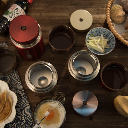 TAFUCO Japanese 304 stainless steel stew pot, student vacuum stew beaker, insulated porridge bucket, children's large capacity insulated lunch box, brown 750ML