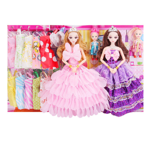 DBbaby [Gift Box Set] Barbie Doll Toy Set Large Gift Box Girl Play House Scenario Toy Cotton Doll E13 Model 3D Real Eyes + 12 Movable Joints + 156 Piece Set