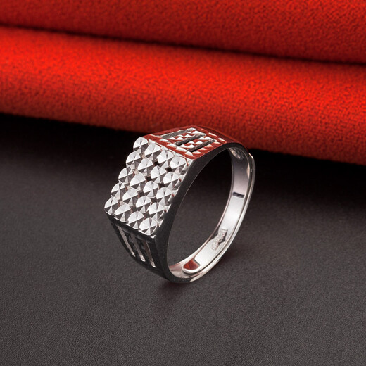 Yuan Shengfu's new PT950 square imitation diamond platinum ring, fashionable men's platinum ring, adjustable promotion, 5.54 g