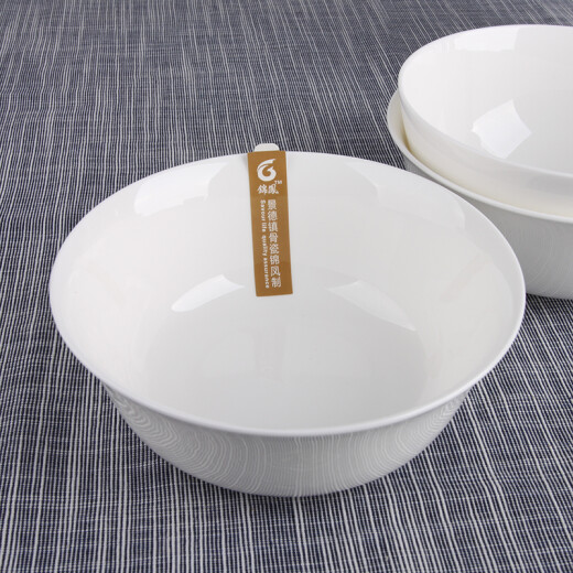 Jinnan pure white bone china bowl rice bowl soup bowl Jingdezhen tableware household ceramic large noodle bowl soup pot single 6-inch noodle bowl