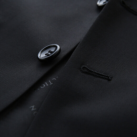 OMAX suit men's suit Korean style slim three-piece suit business casual professional formal suit groom and best man wedding dress black two-button top + trousers + vest 170/L (118-125Jin Jin is equal to about 0.5 kg)