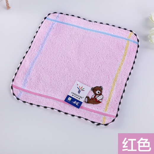 Gold size pure cotton children's face wash towel Wu Nian soft water absorbent cartoon small square towel ladies handkerchief hand towel small square towel thick and durable travel square towel 24*24CM red