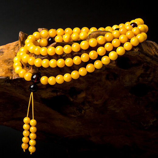 Lv Nong Jewelry Chicken Oil Yellow Old Beeswax 108 Bracelet Multi-turn Beeswax Bracelet Birthday Gift for Men and Women Bead Diameter Approximately 6-6.4mm Multi-turn Hand/Certificate + Gift Box