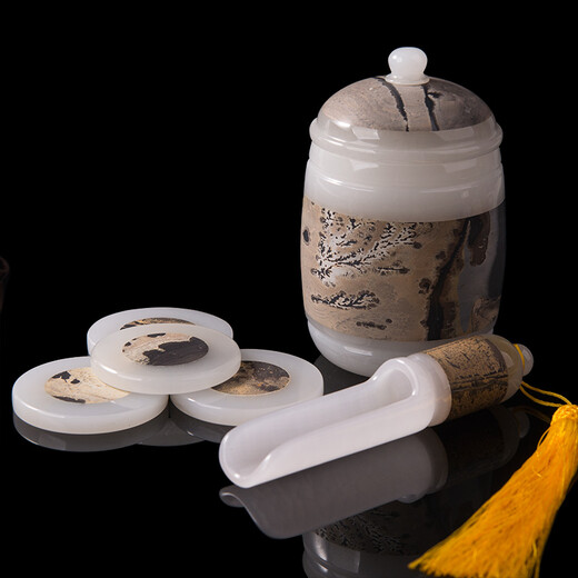 Tianxia Yujia Jade Tea Caddy Tea Tray Tea Set Accessories Living Room Desktop Decoration Business Gift Creative Gift Box Tea Caddy Set