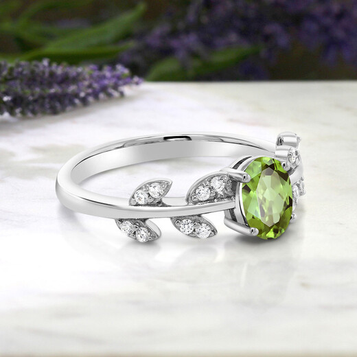 GEM STONE KING green peridot ring for women, 925 silver inlaid with 1.01 carat colored gemstones, as a Valentine’s Day gift for your girlfriend, US No. 9