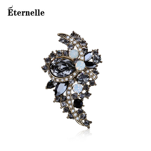 Eternelle French eternal Austrian crystal brooch feminine corsage autumn and winter accessories dual-use sweater chain pendant gray