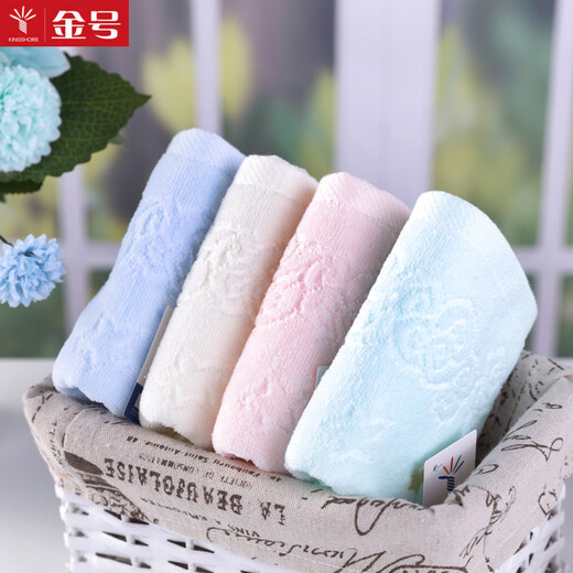 Gold number pure cotton cartoon little rocket children's face wash towel cartoon cut velvet kindergarten face wash towel children's sweat towel soft and absorbent 52*27CM 48g yellow orange blue green 4 pack