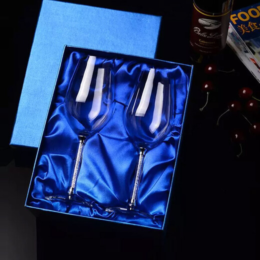 Jingbufan Champagne Glass Red Wine Glass Set Home Goblet Wine Glass Bordeaux Wine Glass Creative Wedding Gift Gift Box Two Red Wine Glasses + Gift Box