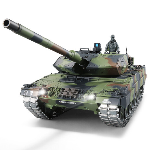 Henglong Deutsch Leopard Tank Fernbedienung Auto Fernbedienungstank Fahrzeug Military Battle Model Eltern-Kind-Fernbedienung Auto-Ladung Spielzeugprofessioneller Ausgabe (Metall Track + Drive Wheel) 1800-mAh-Batterie (kann etwa 25 Minuten lang gespielt werden)