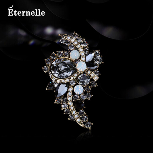 Eternelle French eternal Austrian crystal brooch feminine corsage autumn and winter accessories dual-use sweater chain pendant gray
